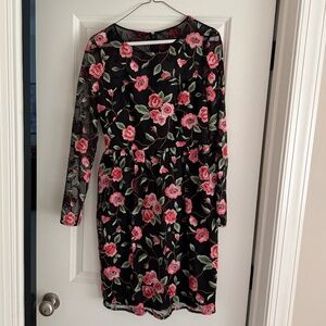 Mikael Aghal Long Sleeve Floral Dress